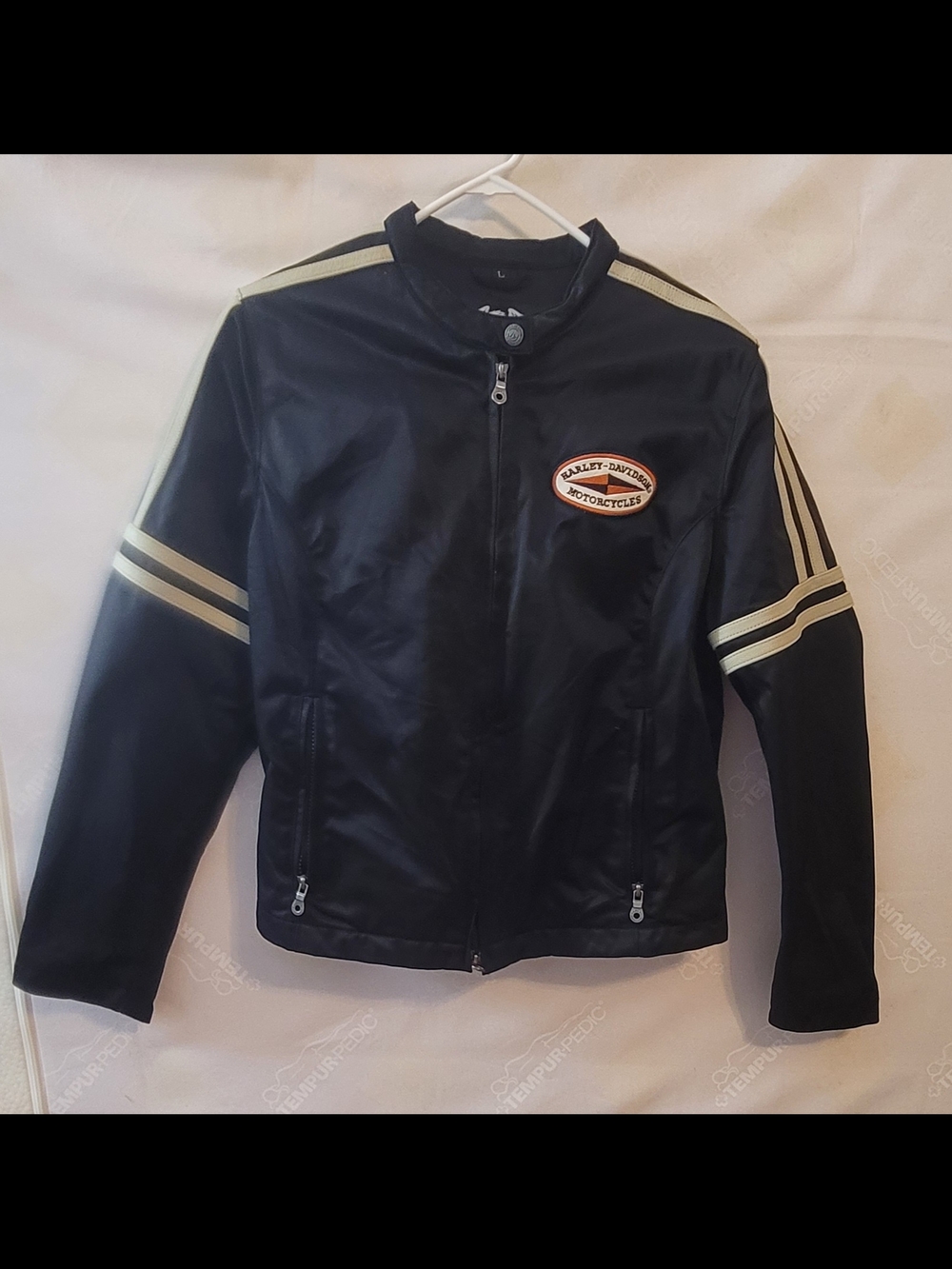GENUINE Harley-Davidson Black Motorcycle Jacket with Cream Stripes